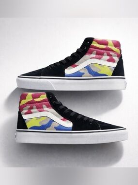 Vans Sk8-Hi 2.0 Neon Glitter Camo Platform Sneakers After Dark Camouflage